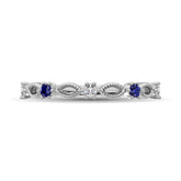 Diamond 1/5 Ct.Tw. And Blue Sapphire Stackable Band in 14K White Gold